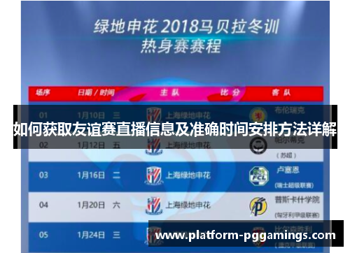 如何获取友谊赛直播信息及准确时间安排方法详解